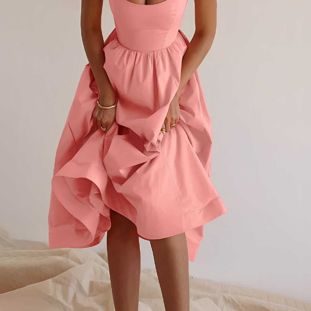 Fabiana - Vestido de mujer tirantes finos abullonado volantes tirantes ajustables