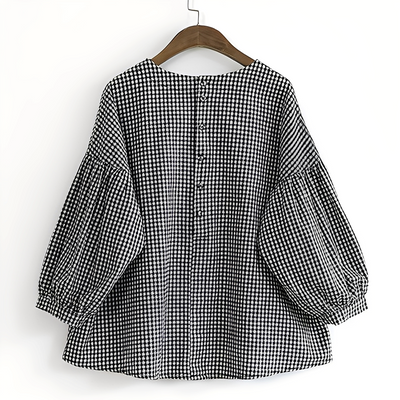 Tahlia - Camisa de cuadros casual con diseño asimétrico para mujeres