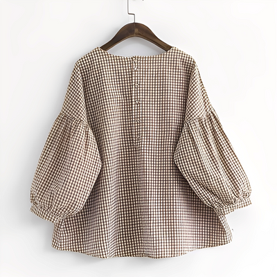 Tahlia - Camisa de cuadros casual con diseño asimétrico para mujeres