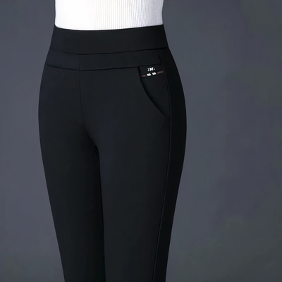 Wenda - Pantalones de tiro alto con cintura elástica para mujer