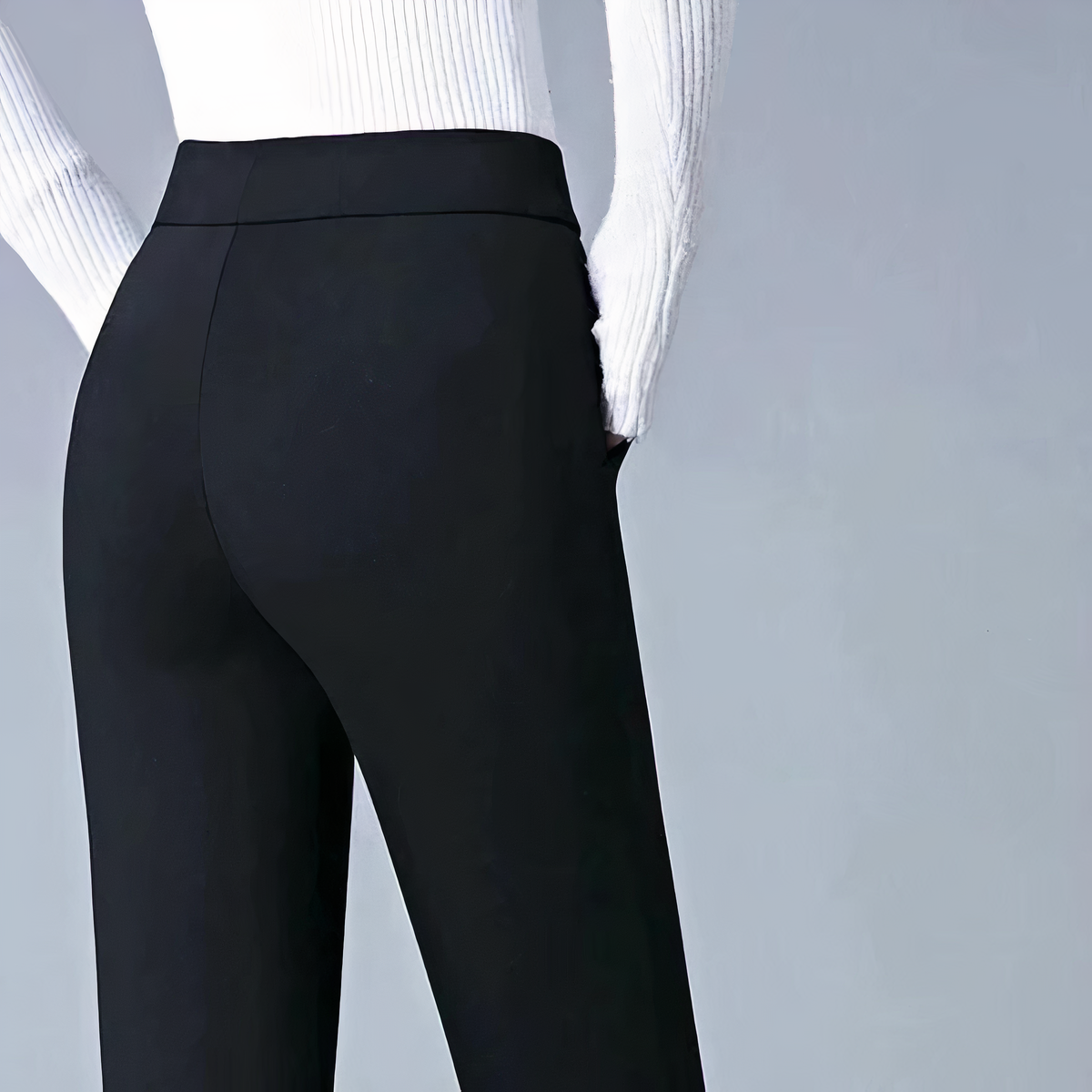 Wenda - Pantalones de tiro alto con cintura elástica para mujer