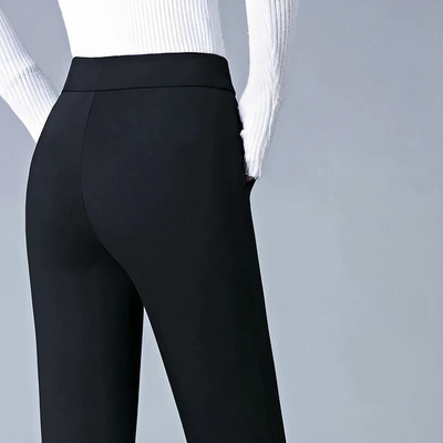 Wenda - Pantalones de tiro alto con cintura elástica para mujer