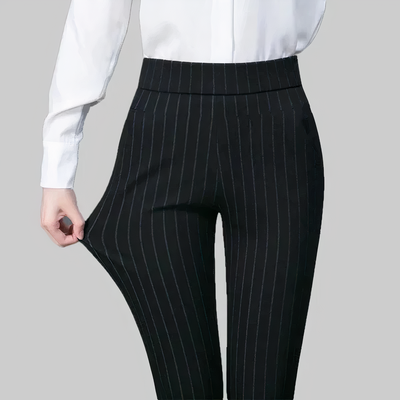 Wenda - Pantalones de tiro alto con cintura elástica para mujer