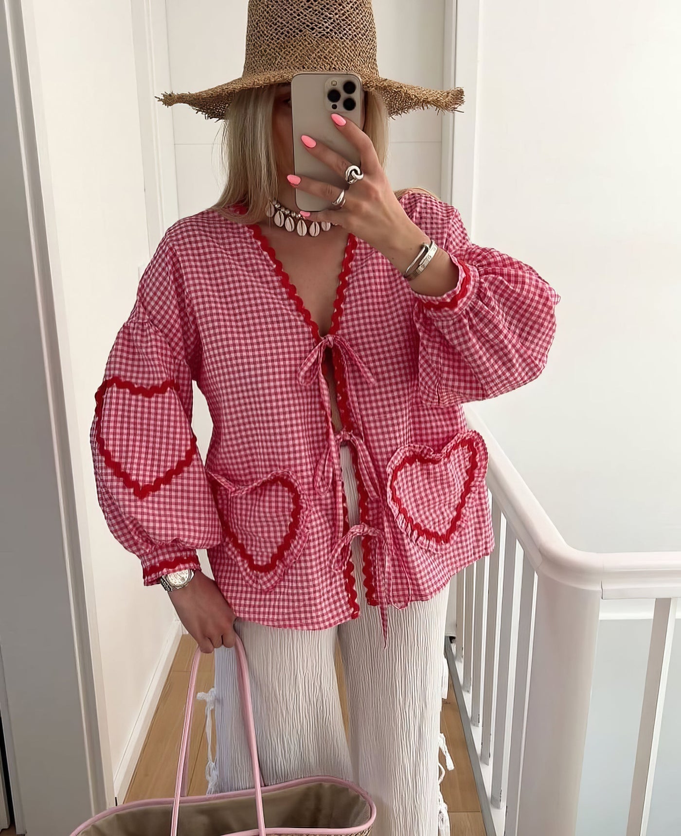 Claudia – Blusa Gingham con Nudo
