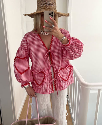 Claudia – Blusa Gingham con Nudo