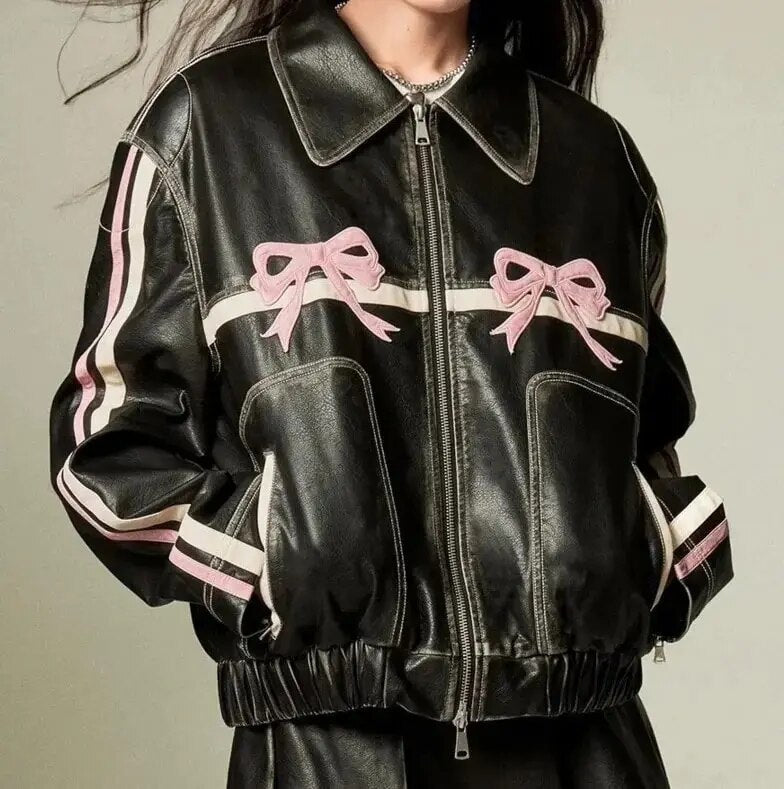 Halle - Chaqueta de piel elegante con lazo