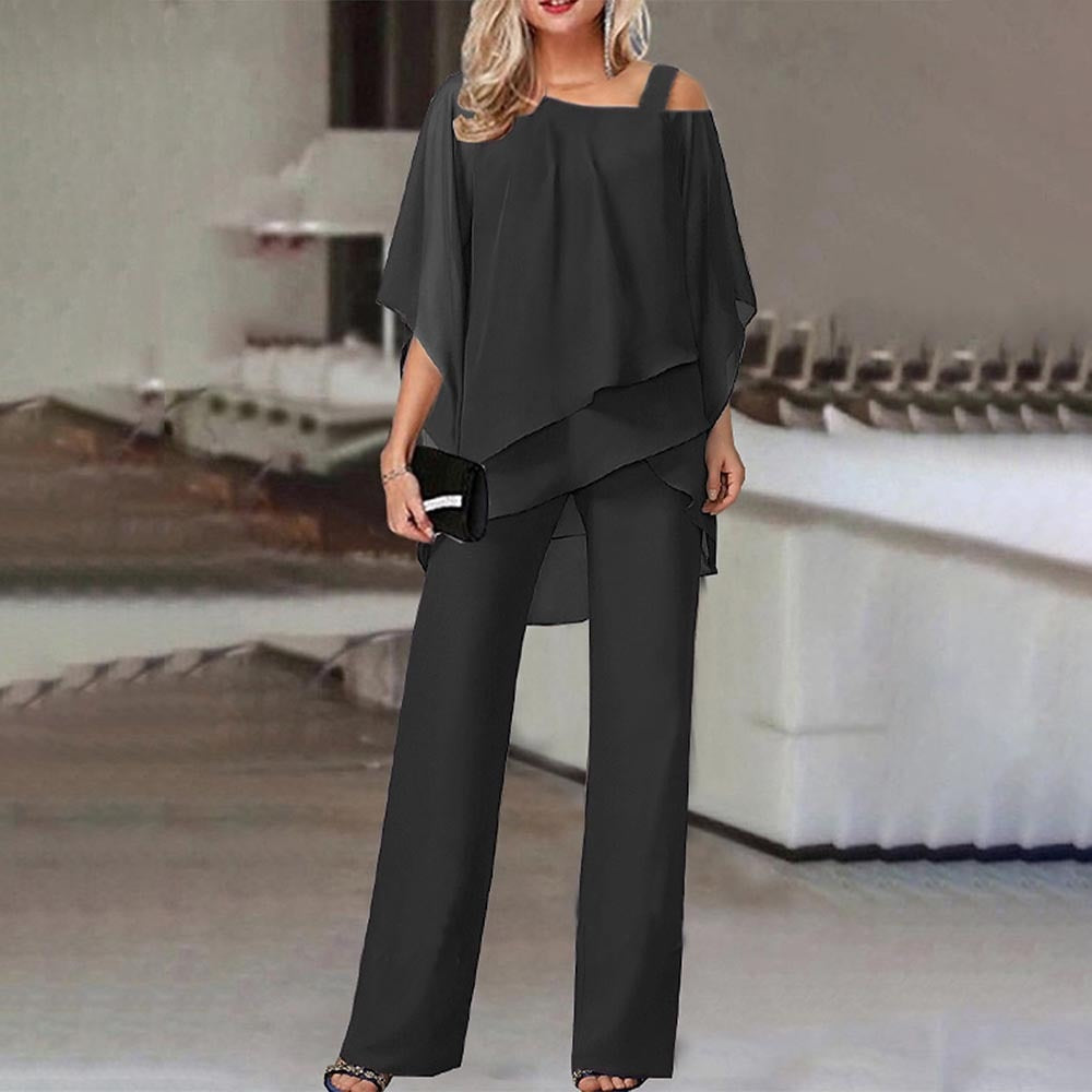 Mia - Conjunto de Dos Piezas con Hombros Descubiertos y Estilo Atemporal