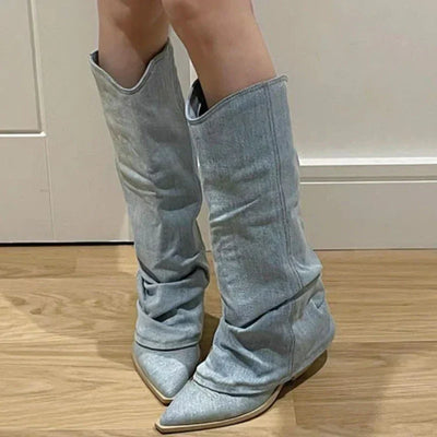 Estrid - Botas Altas de Denim para Mujer