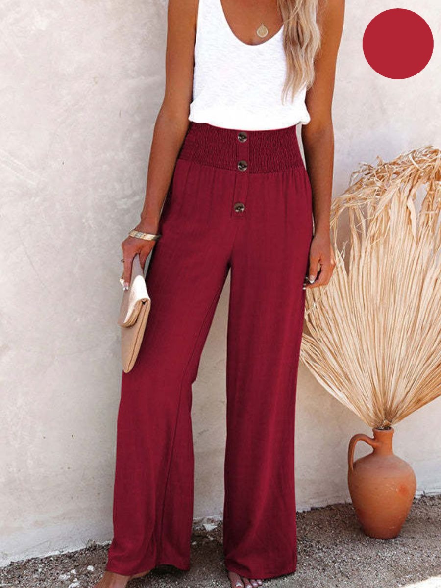 Sophia – Pantalones de tiro alto Algodón & Lino