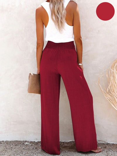 Sophia – Pantalones de tiro alto Algodón & Lino