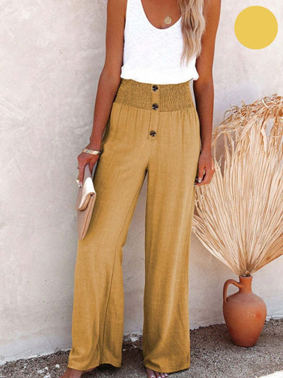 Sophia – Pantalones de tiro alto Algodón & Lino