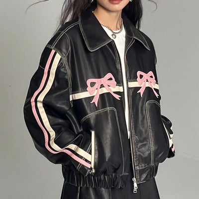 Halle - Chaqueta de piel elegante con lazo
