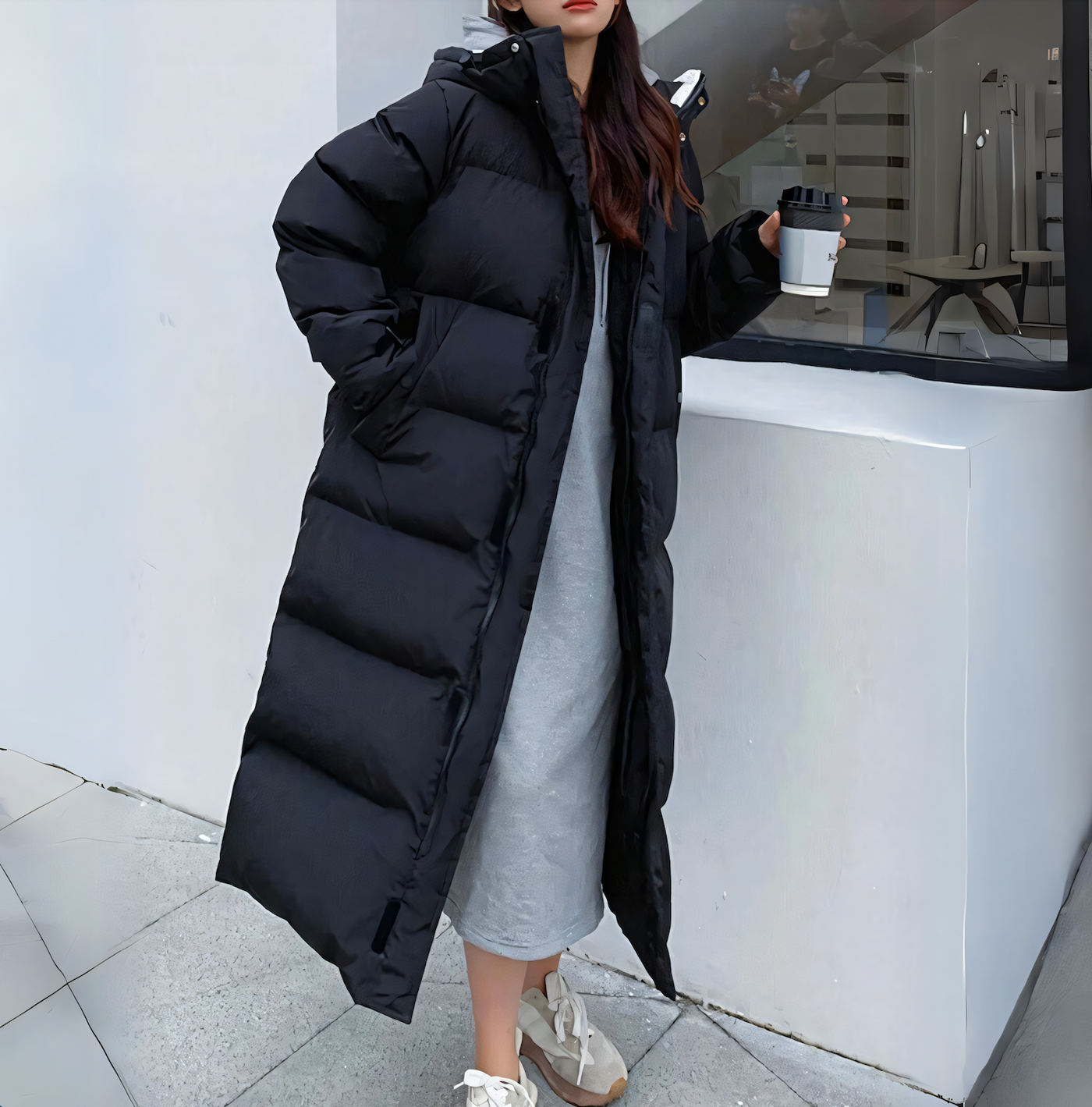 Satin - Larga chaqueta de plumas a prueba de viento