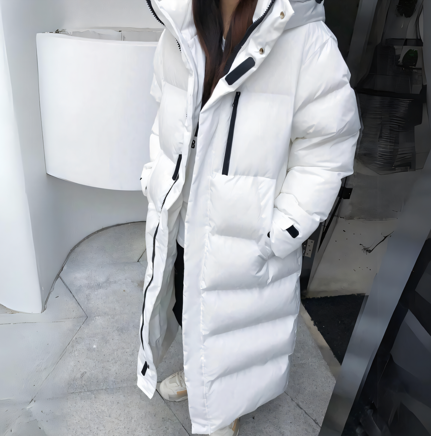 Satin - Larga chaqueta de plumas a prueba de viento