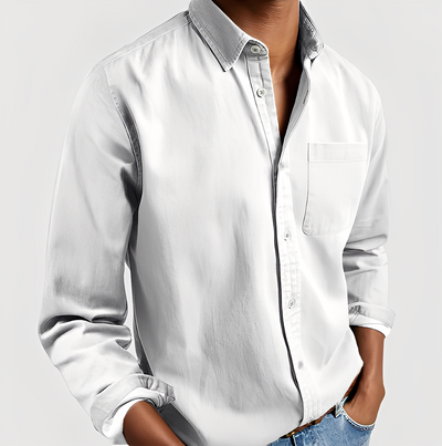 Maxime - Camisa de Mezclilla Casual Mezcla Suave