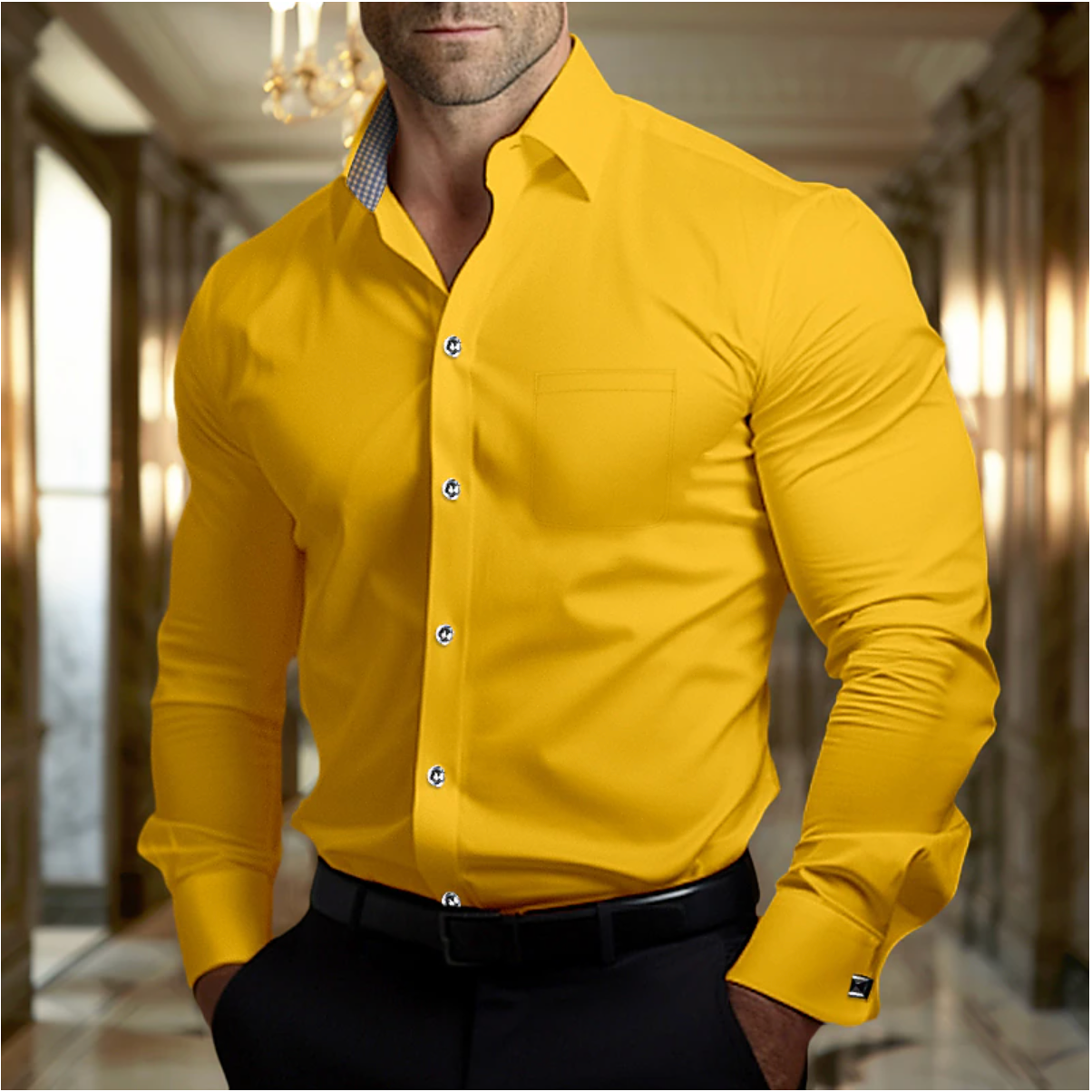 Olivier - Camisa de Algodón Transpirable para Hombres