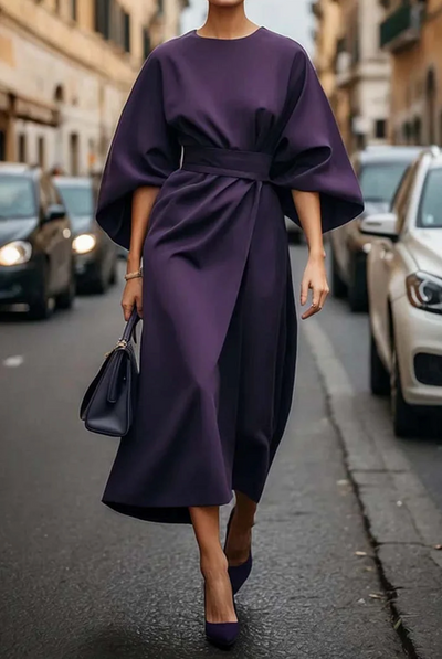 Katrin - Vestido Maxi Clásico con Cinturón para Cualquier Ocasión