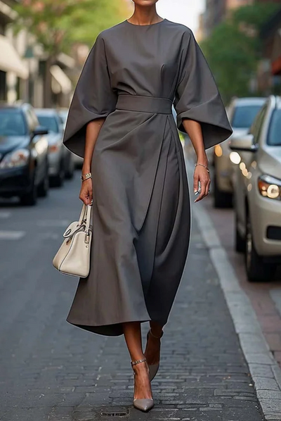 Katrin - Vestido Maxi Clásico con Cinturón para Cualquier Ocasión