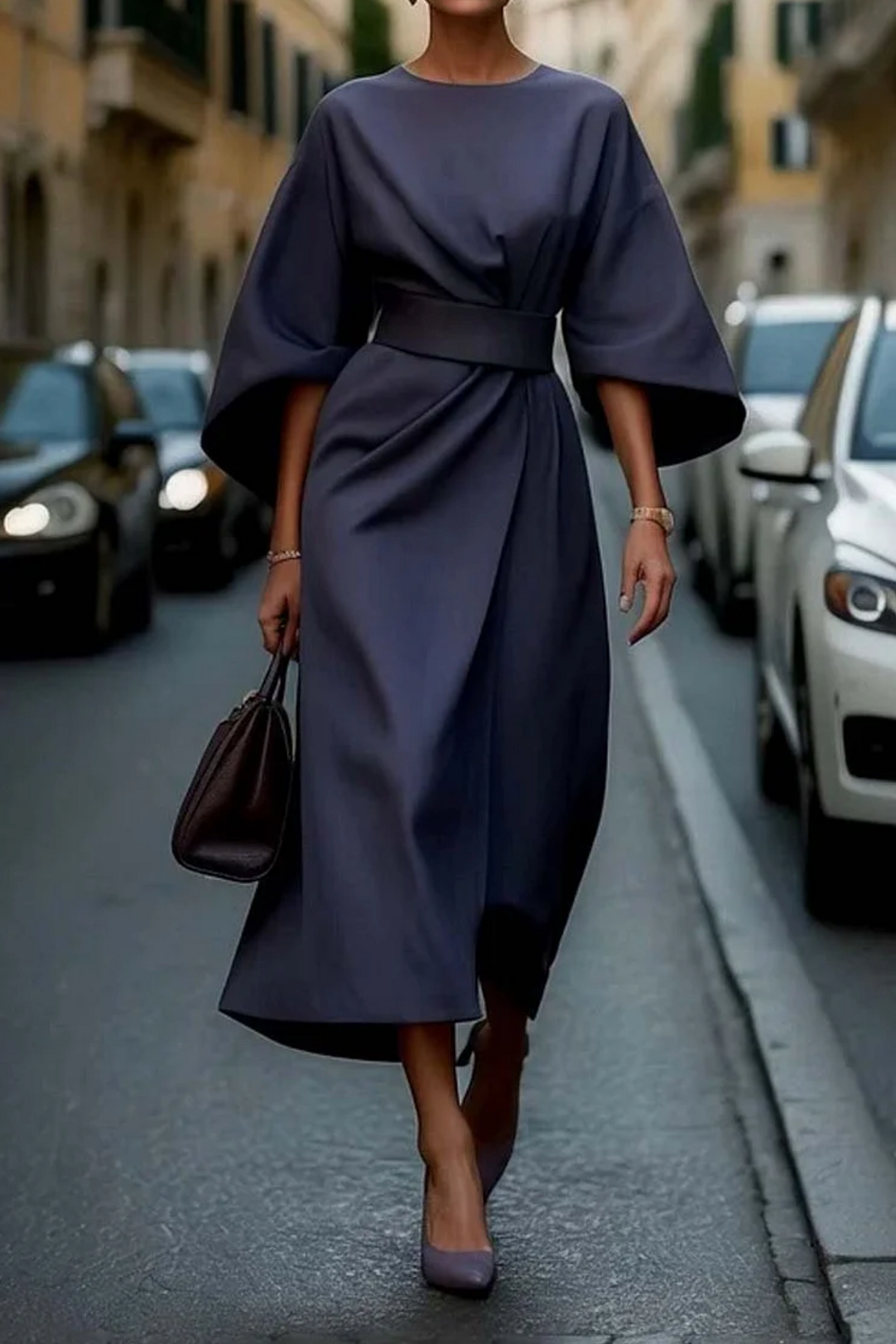 Katrin - Vestido Maxi Clásico con Cinturón para Cualquier Ocasión