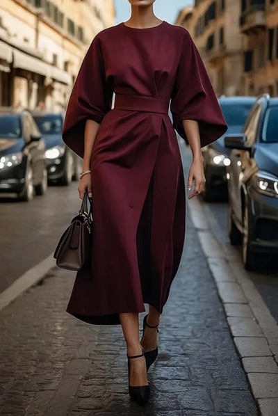Katrin - Vestido Maxi Clásico con Cinturón para Cualquier Ocasión