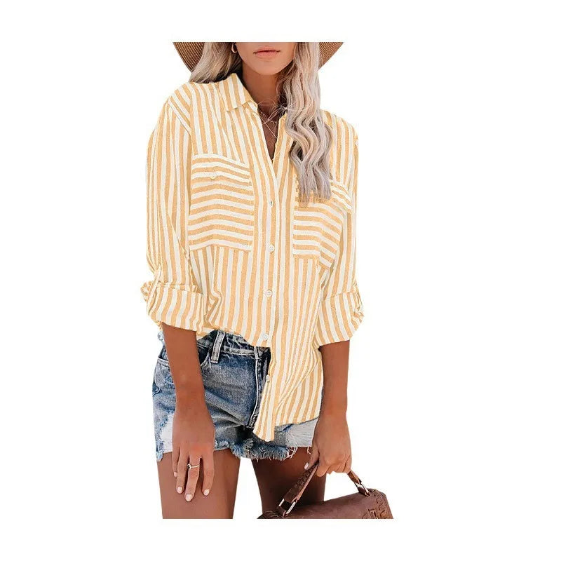 Larissa - Blusa de Rayas de Manga Larga