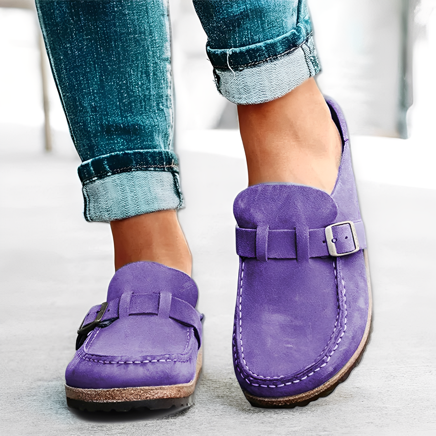 Briana - Cómodas sandalias slip-on con hebilla para mujer