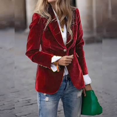 Alise - Elegante blazer de terciopelo de corte estrecho para mujeres