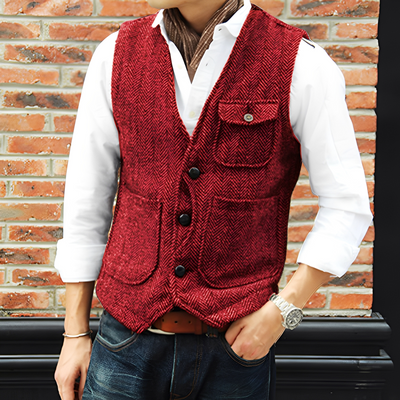 Matthew - Elegante chaleco de tweed con bolsillos para hombres