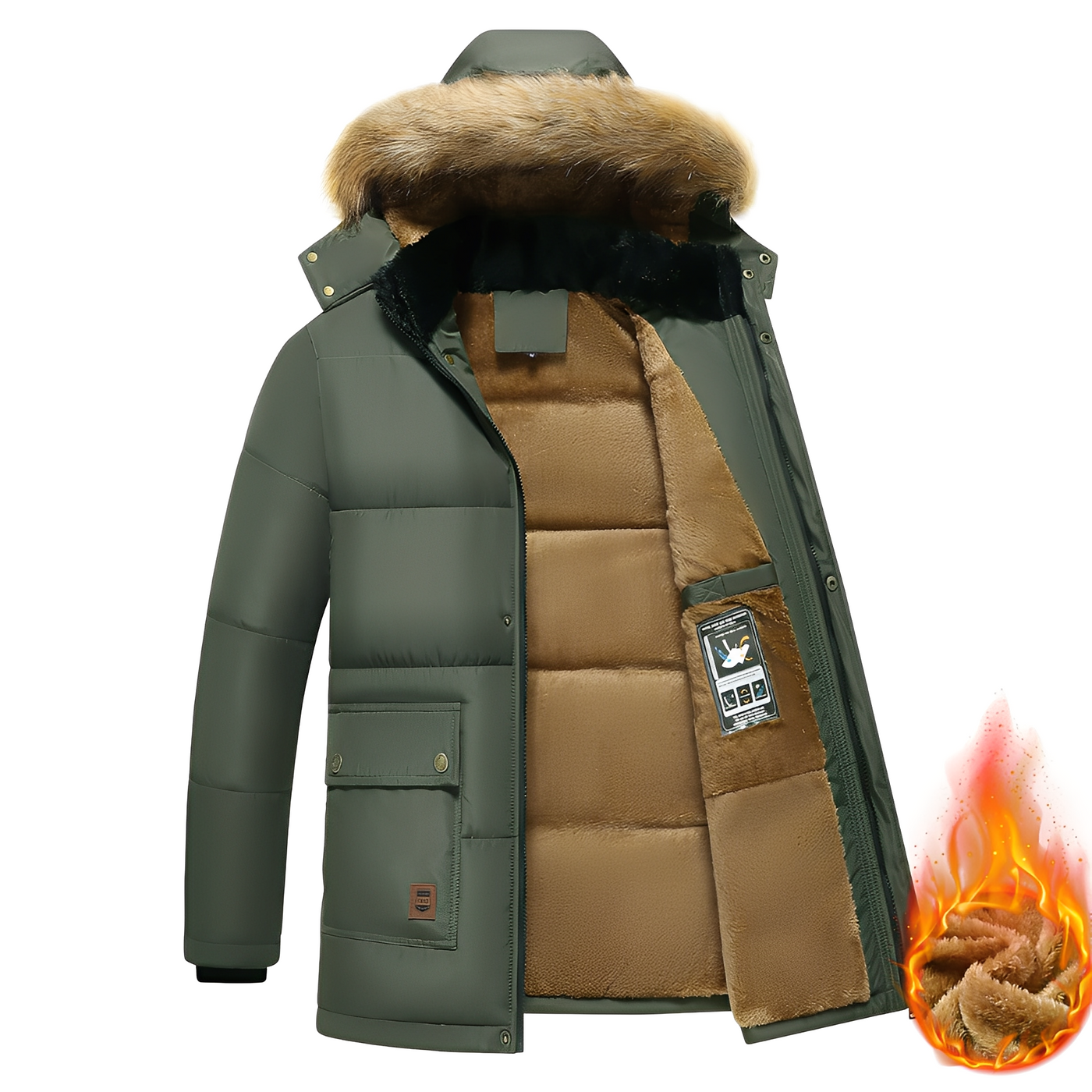 Crispian - Chaqueta Parka Caliente con Capucha Desmontable para Hombres