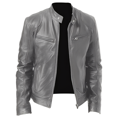 Jaron - Chaqueta de cuero PU casual para hombres