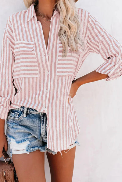 Larissa - Blusa de Rayas de Manga Larga