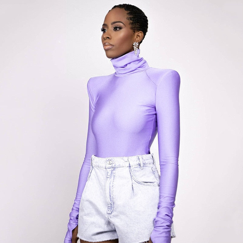Ellery - Bodysuit de cuello alto con hombreras para mujeres