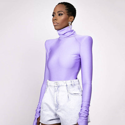 Ellery - Bodysuit de cuello alto con hombreras para mujeres