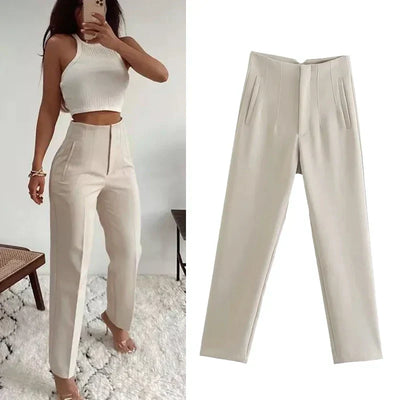 Isabell - Pantalones plisados de talle alto