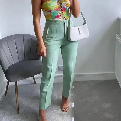 Isabell - Pantalones plisados de talle alto