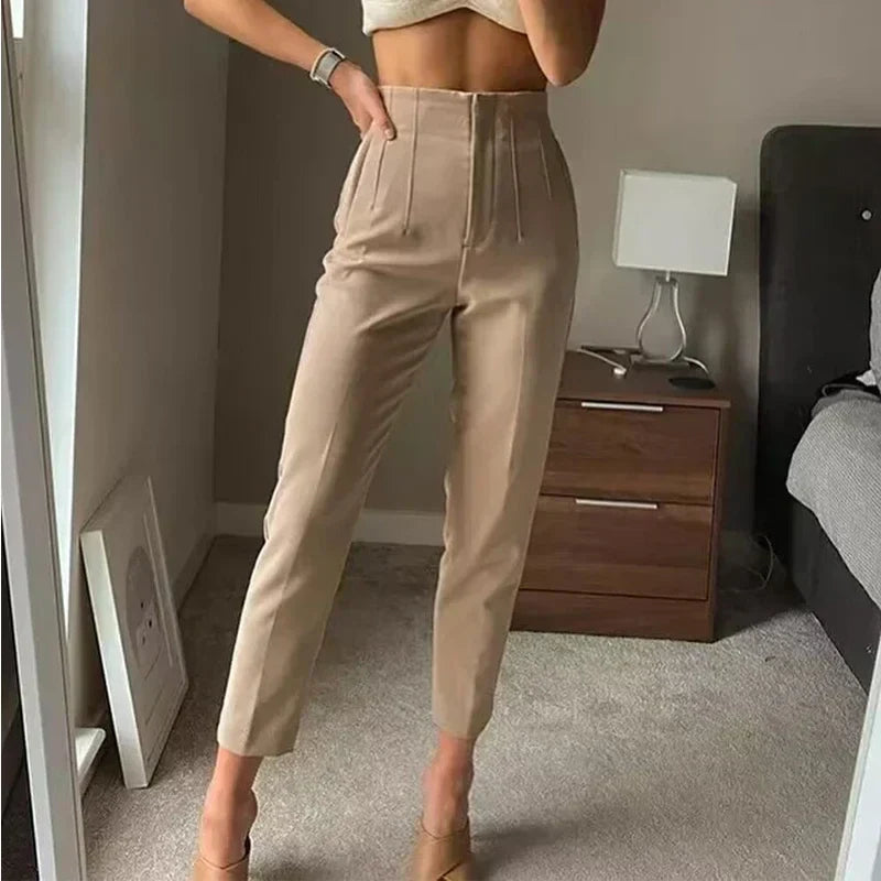 Isabell - Pantalones plisados de talle alto