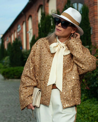 Dianna - Cazadora bomber de lentejuelas doradas