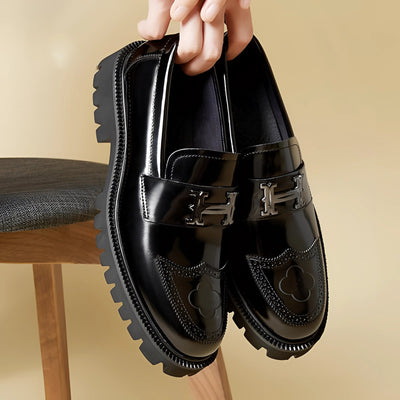 Marc – Mocasines de cuero burdeos con suela gruesa