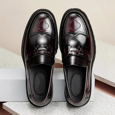 Marc – Mocasines de cuero burdeos con suela gruesa