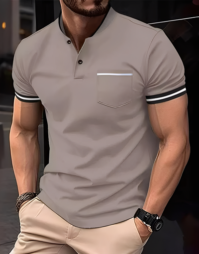 Wilford - Elegante camiseta polo de algodón con bolsillo para hombres