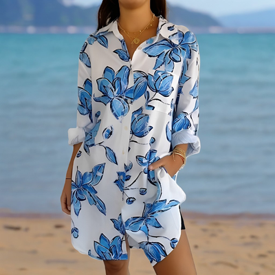Hollie - Clásico vestido camisa con estampado para mujer