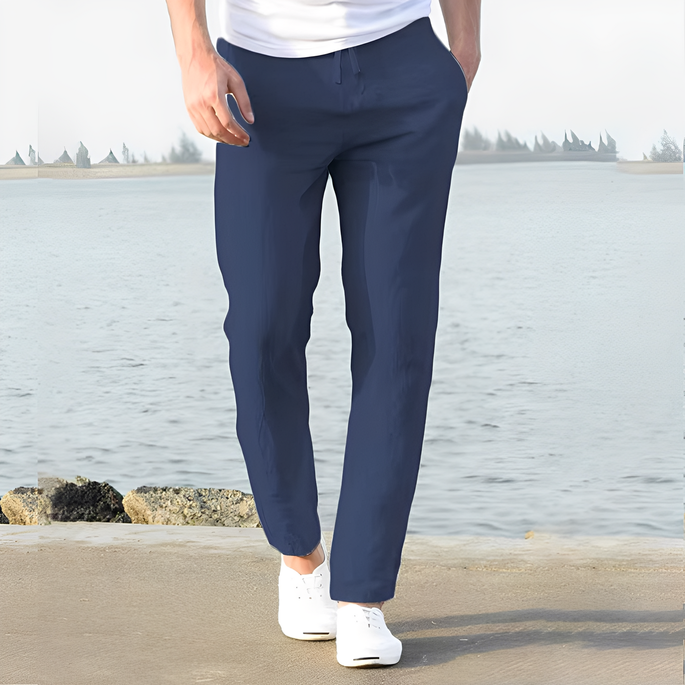 Domenic - Cómodo pantalón de lino para hombres