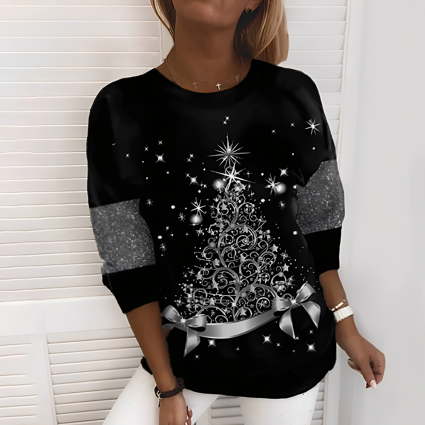 Elizabeth - Jersey festivo con motivo de árbol para mujeres