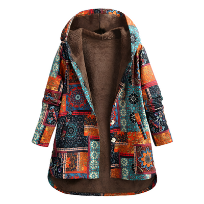 Griselda - Chaqueta con capucha con estampado floral étnico para mujeres