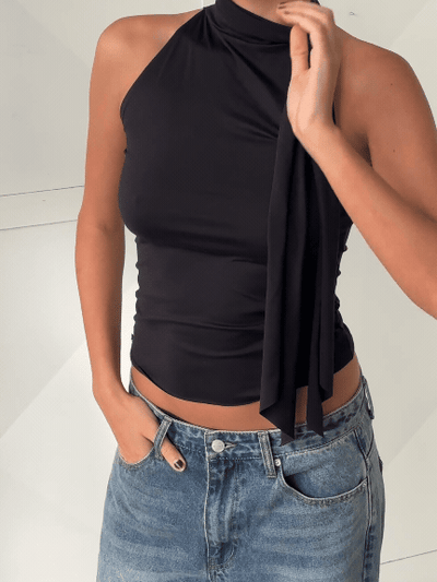 Nina - Top sin mangas con detalle de pañuelo negro