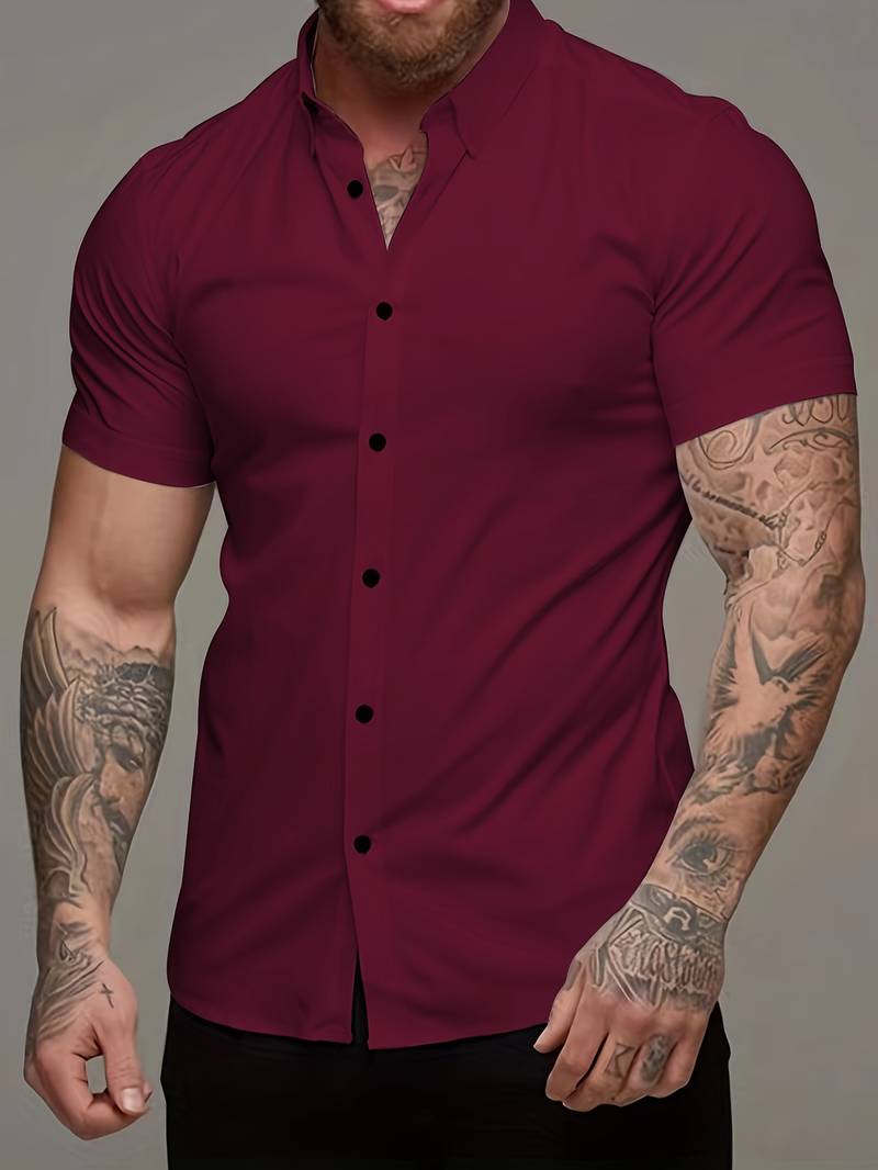 Brent - Camisa Casual Chic de Manga Corta