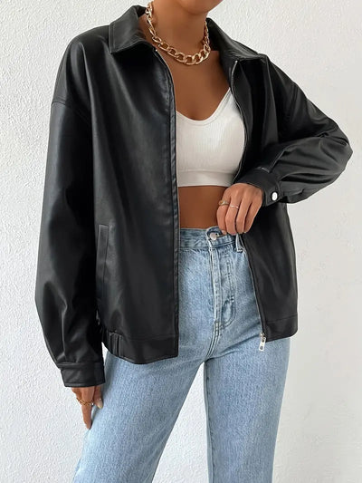 Rachael - Chaqueta de Cuero con Cremallera