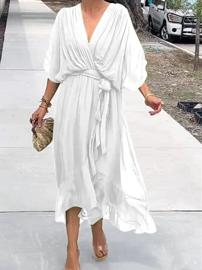 Loisa - Elegante Vestido de Gasa con Escote en V
