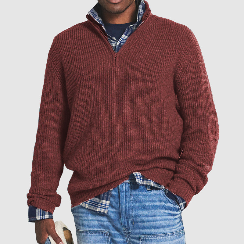 Constantine - Suéter de Hombre de Cachemira Estilo Business Casual con Cremallera