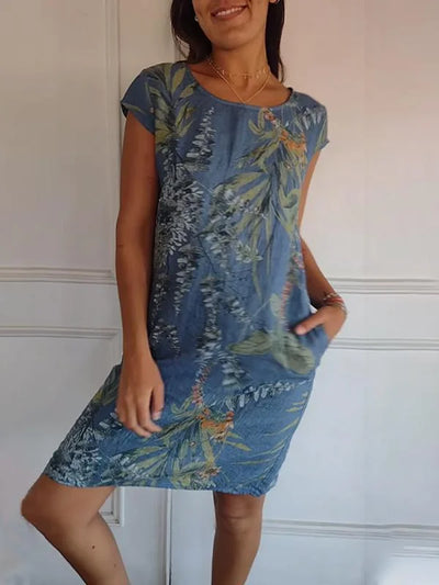 Britt – Vestido con estampado y cuello redondo